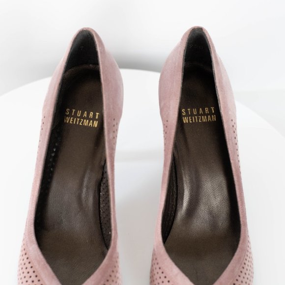 STUART WEITZMAN 7 Narrow Dusty Pink Peep Toe Heels - Picture 6 of 10
